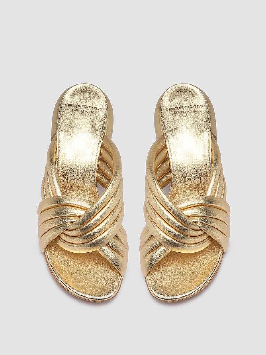 Donna OFFICINE CREATIVE Sandali | Ethel 022 - Sandali Slide In Pelle Oro