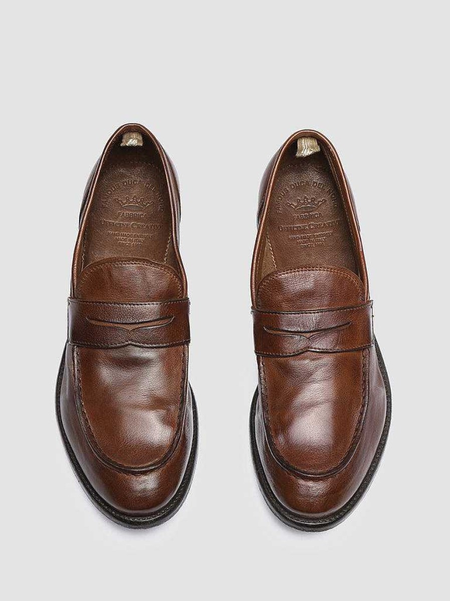 Uomo OFFICINE CREATIVE Mocassini | Arc 509 - Mocassini Penny Loafer In Pelle Marrone