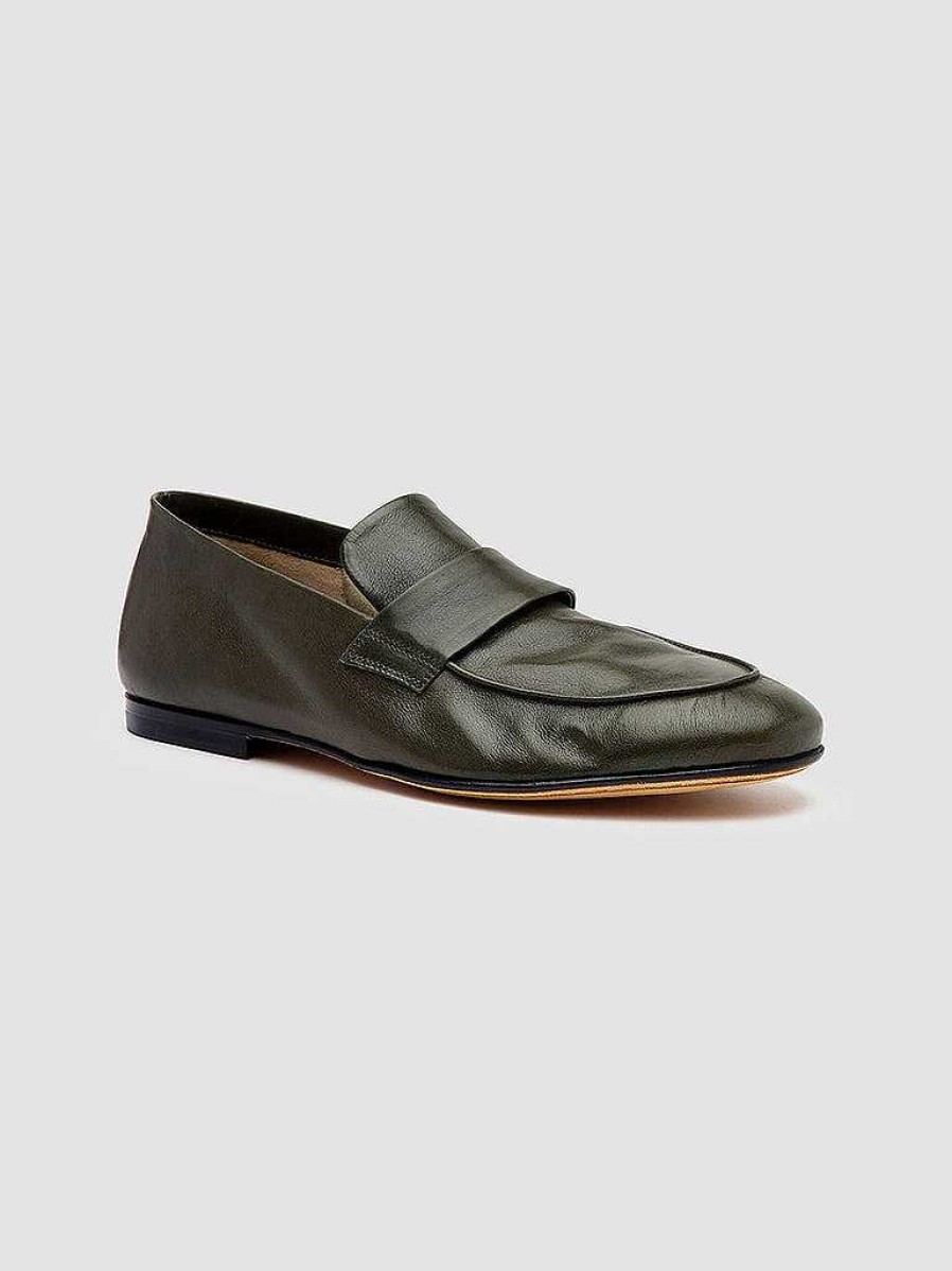 Uomo OFFICINE CREATIVE Mocassini | Airto 001 - Mocassini Penny Loafer In Pelle Verde