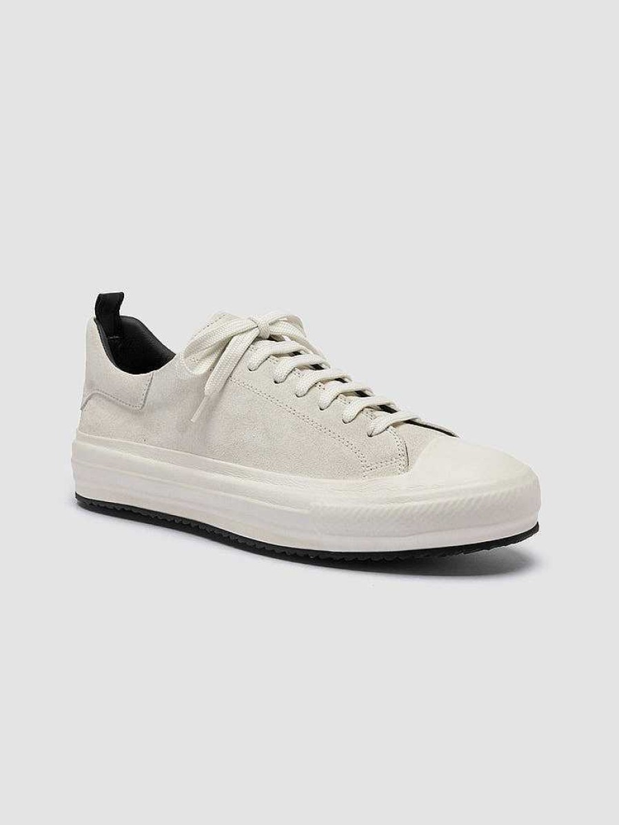 Uomo OFFICINE CREATIVE Sneakers | Mes 009 - Sneakers Basse In Pelle E Suede Bianca