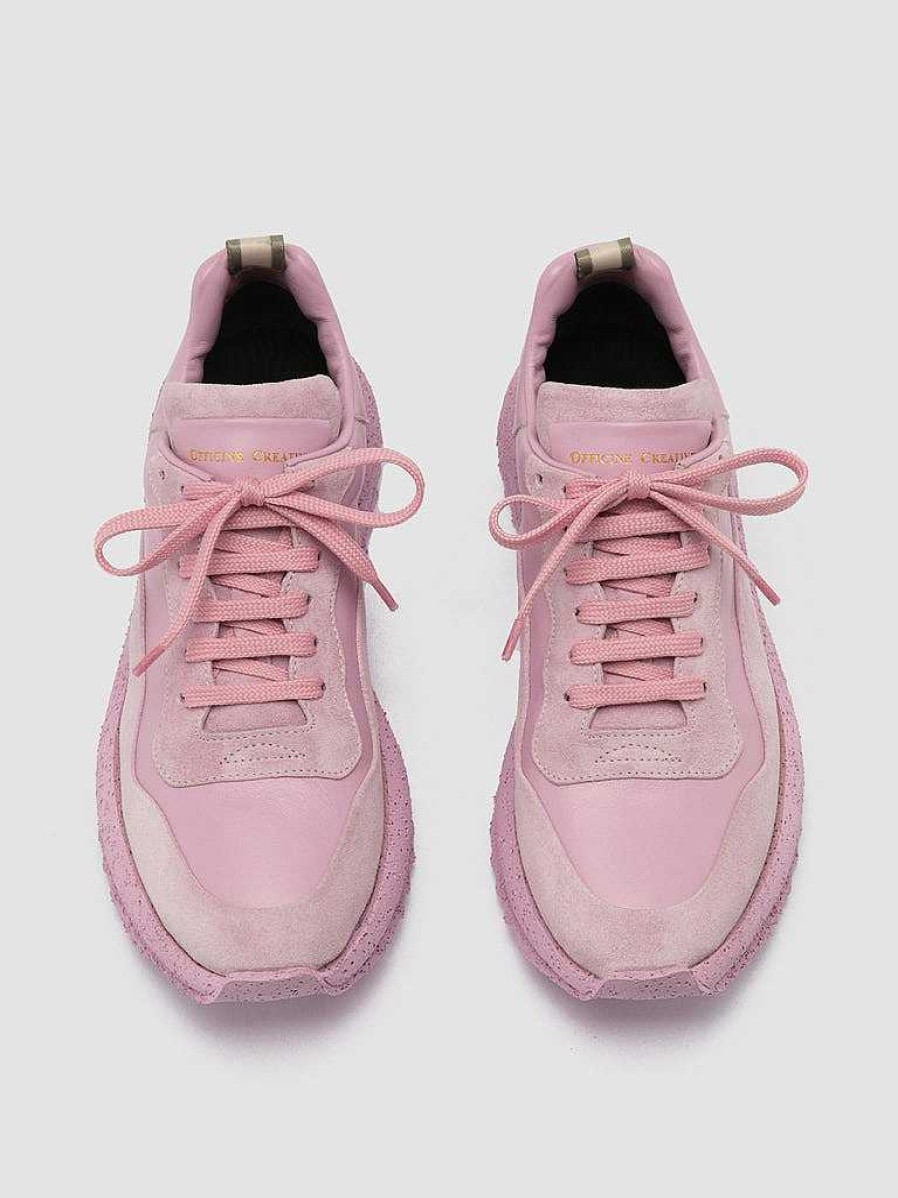 Donna OFFICINE CREATIVE Sneakers | Race Rubrex 101 - Sneakers Basse In Pelle E Camoscio Rosa