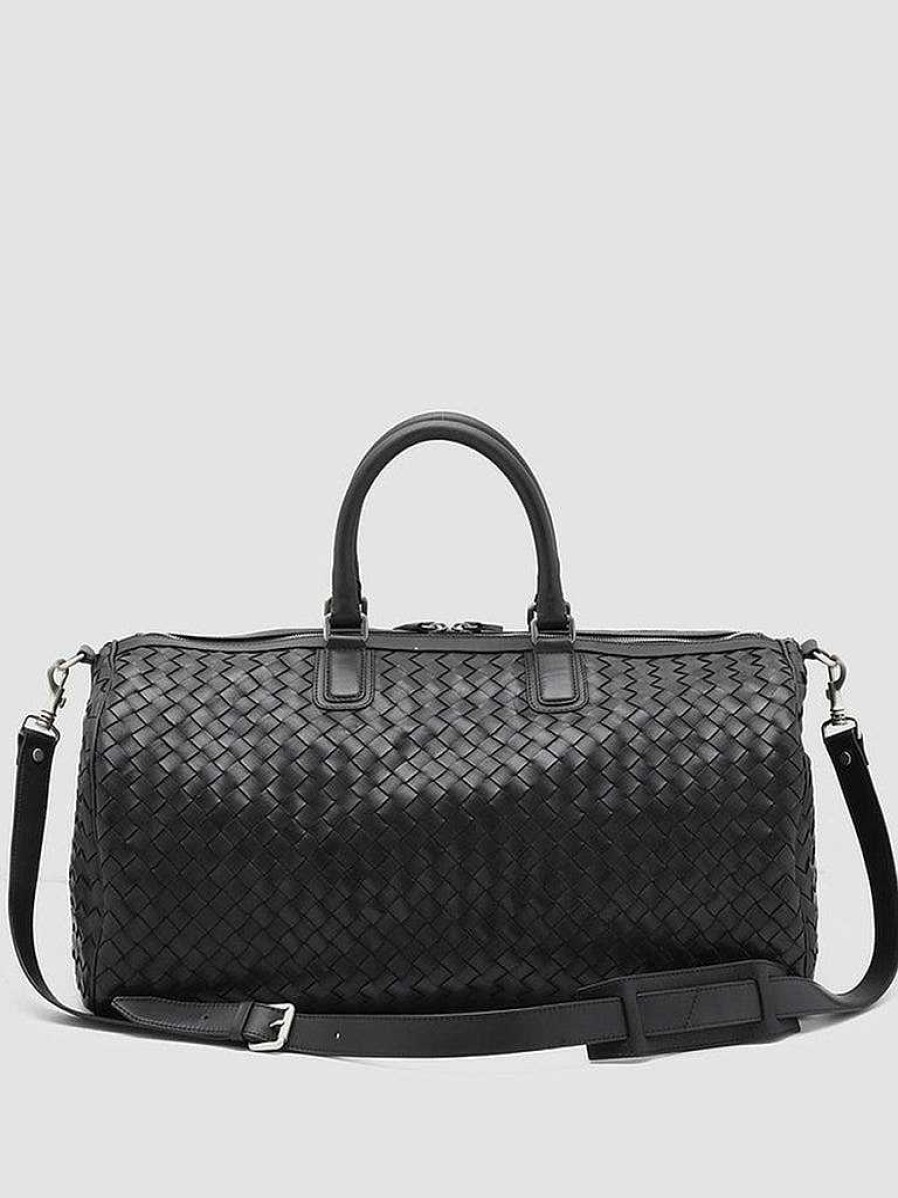 Uomo OFFICINE CREATIVE Borse | Armor 01 - Borsa Weekender In Pelle Nera