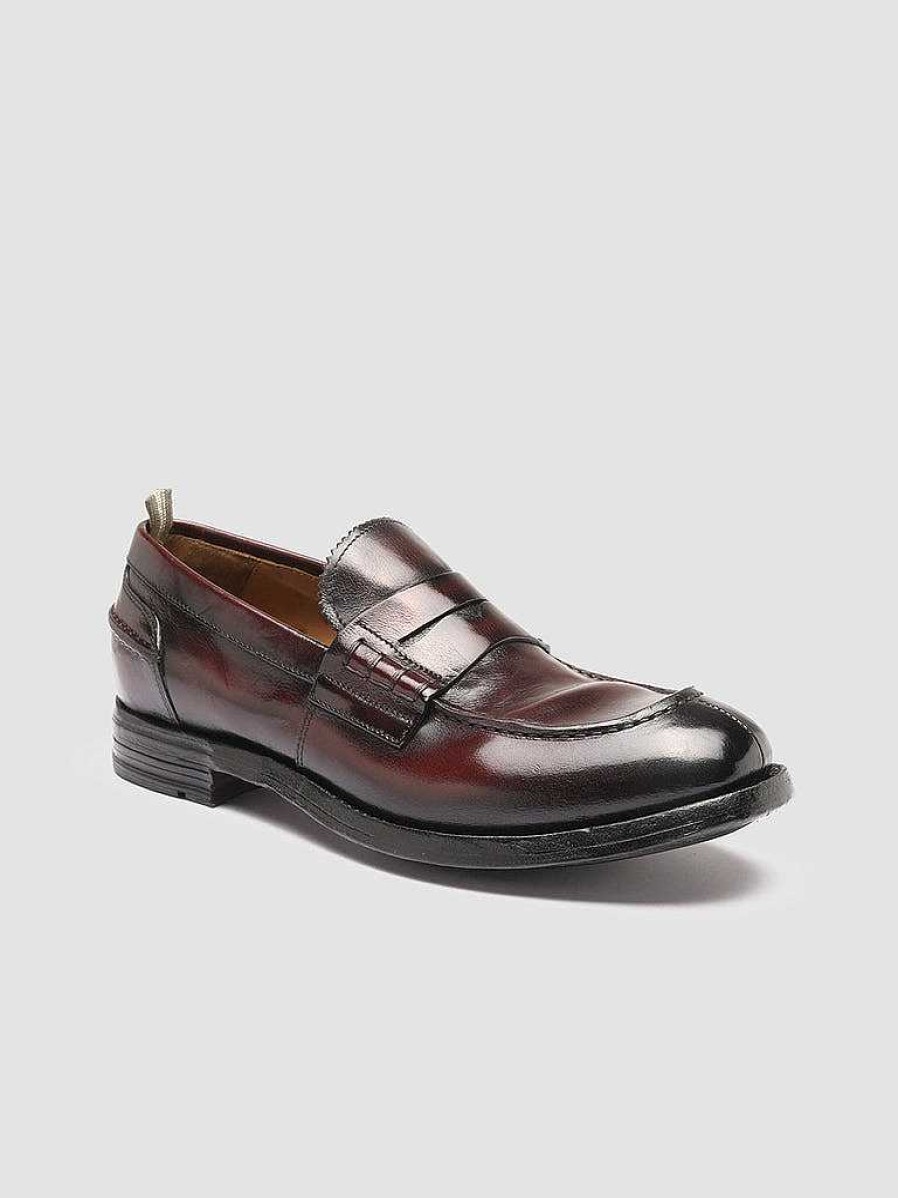 Uomo OFFICINE CREATIVE Mocassini | Balance 011 - Mocassini Penny Loafer In Pelle Bordeaux