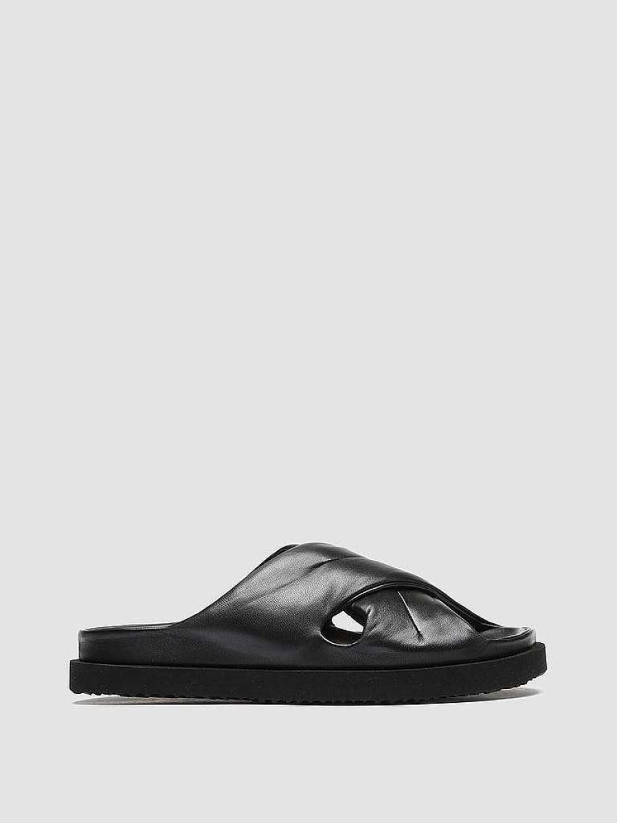 Uomo OFFICINE CREATIVE Sandali | Chora 004 - Sandali Slide In Pelle Nera