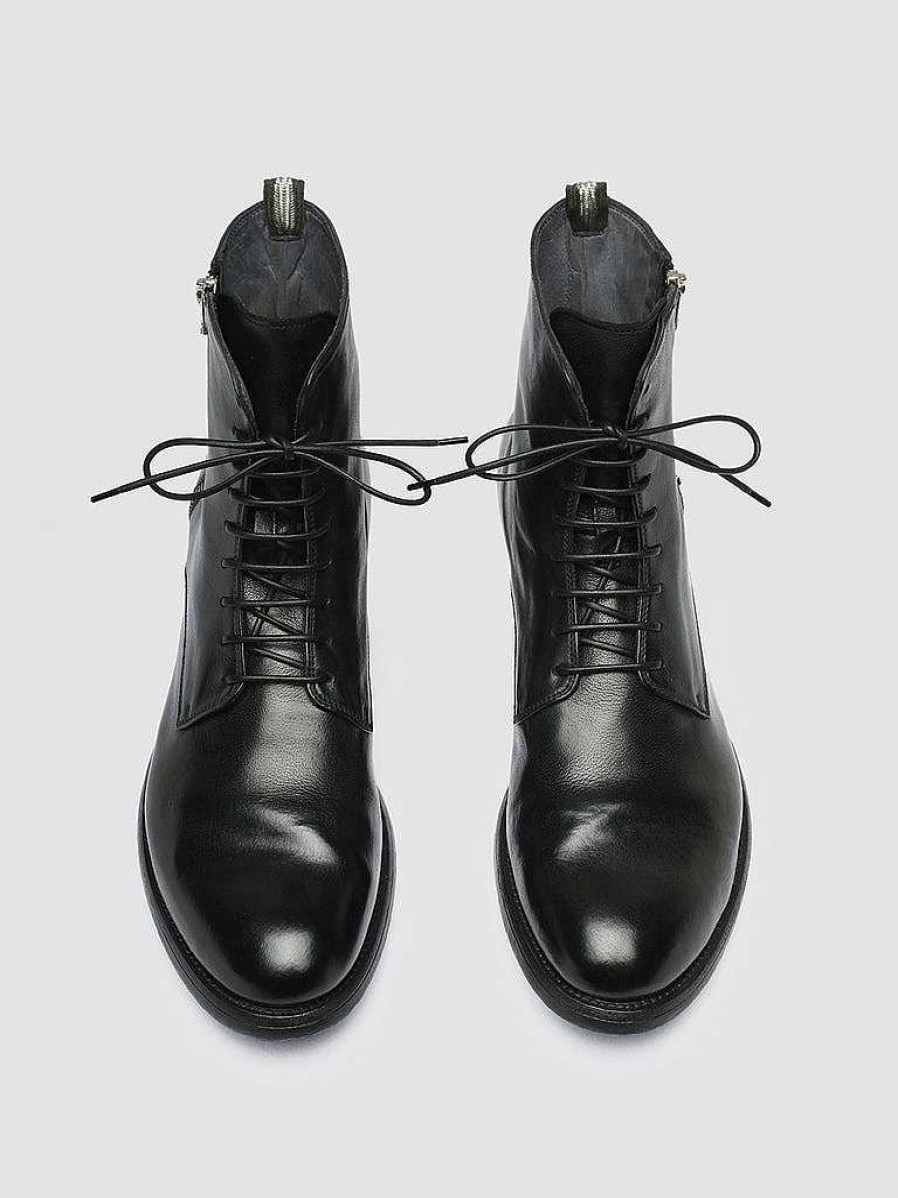 Uomo OFFICINE CREATIVE Stivaletti | Hive 053 - Stivali Stringati In Pelle Nera