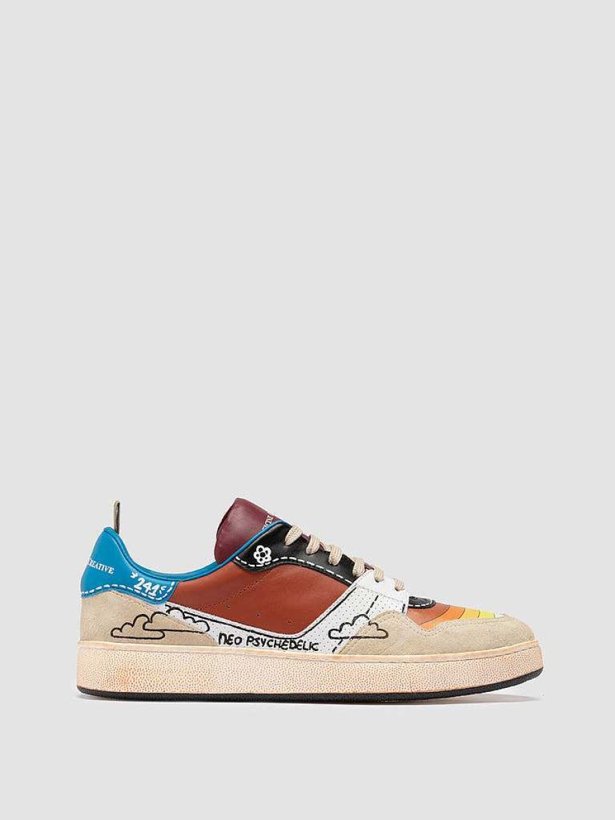 Uomo OFFICINE CREATIVE Sneakers | Homme Neo Psychedelic Sun 241 - Sneakers Basse In Pelle E Camoscio Multicolor