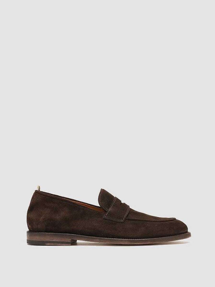 Uomo OFFICINE CREATIVE Mocassini | Opera 001 - Mocassini Penny Loafer In Pelle Scamosciata Marrone