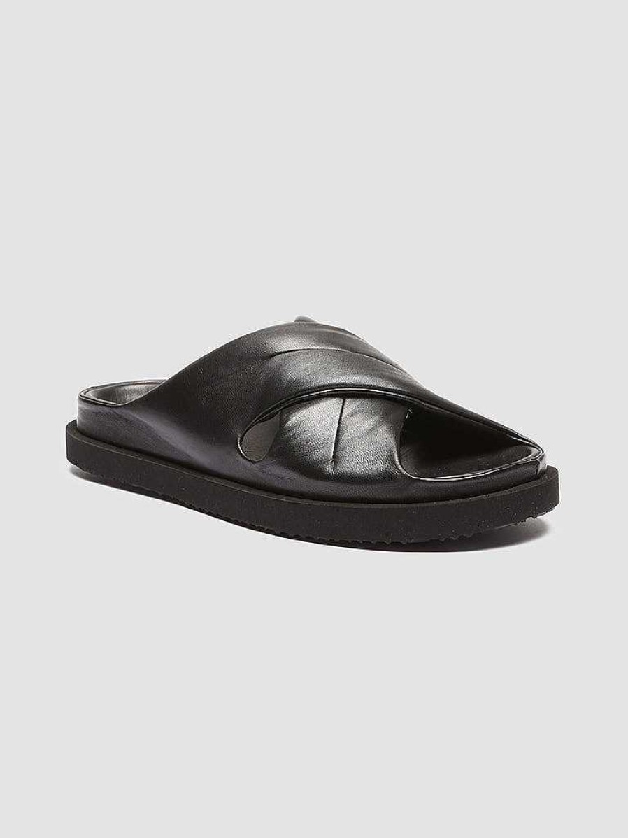 Uomo OFFICINE CREATIVE Sandali | Chora 004 - Sandali Slide In Pelle Nera