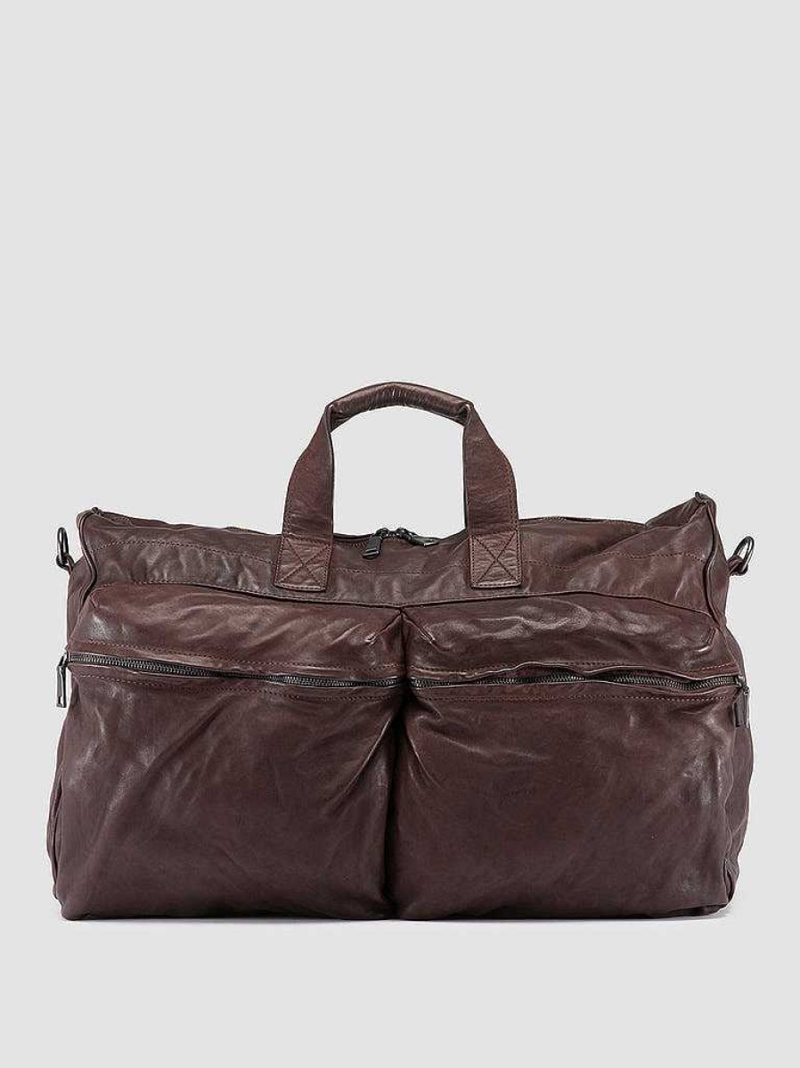 Uomo OFFICINE CREATIVE Borse | Recruit 013 - Borsa Weekender In Pelle Marrone