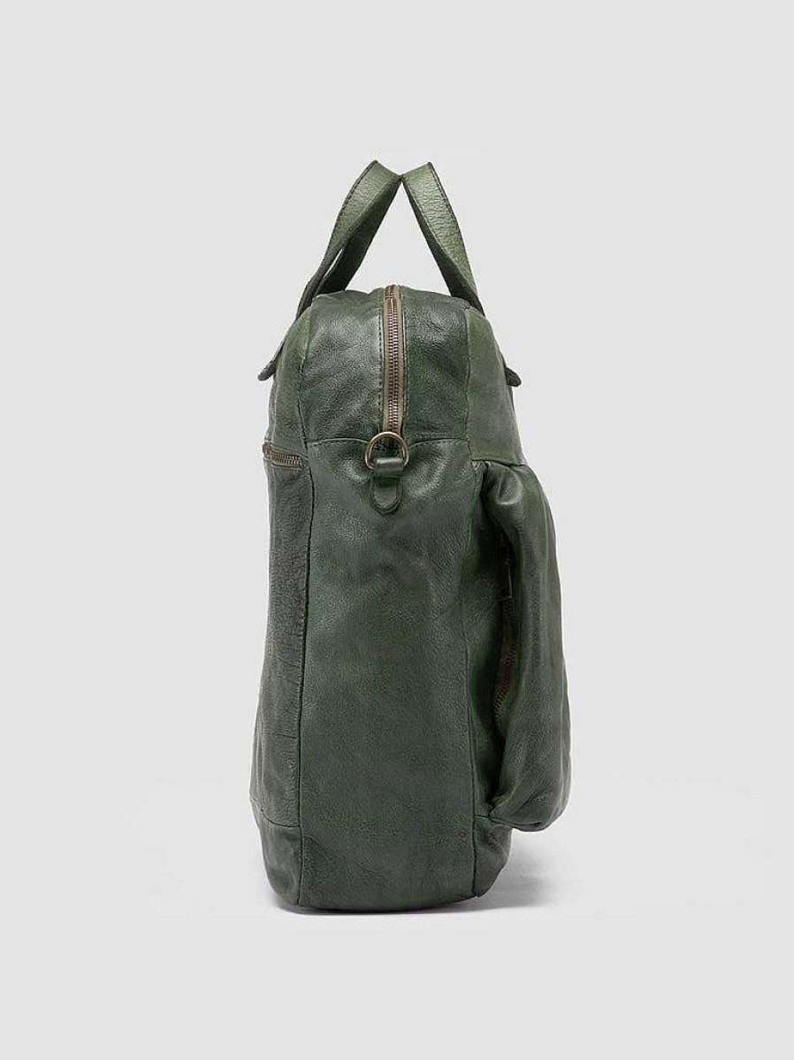 Uomo OFFICINE CREATIVE Borse | Helmet 041 - Borsa Tote In Pelle Berde