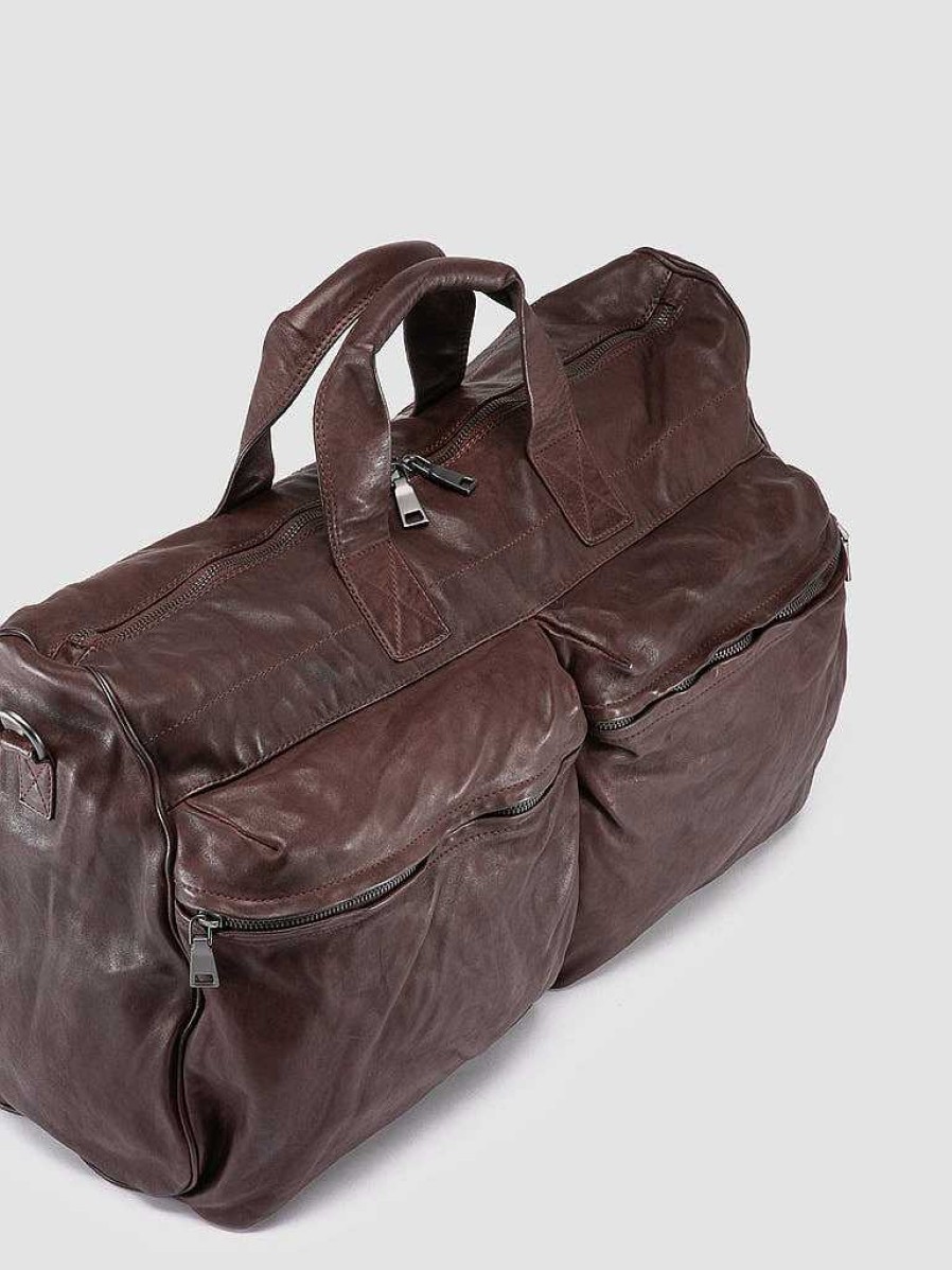 Uomo OFFICINE CREATIVE Borse | Recruit 013 - Borsa Weekender In Pelle Marrone