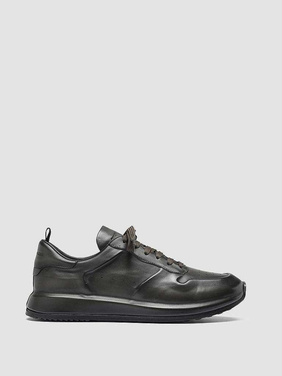 Uomo OFFICINE CREATIVE Sneakers | Race Lux 003 - Sneakers In Pelle Aerografata Verde