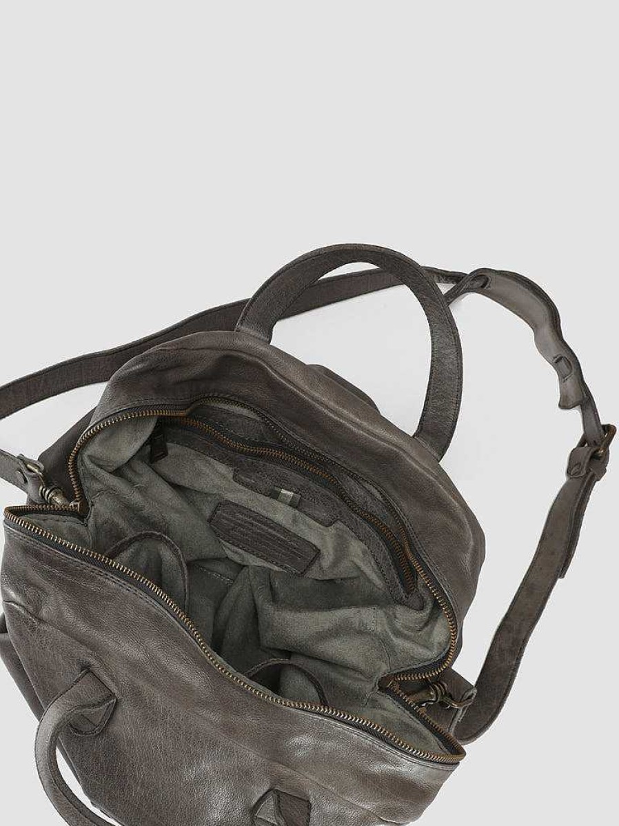 Uomo OFFICINE CREATIVE Borse | Helmet 041 - Borsa Tote In Pelle Grigia