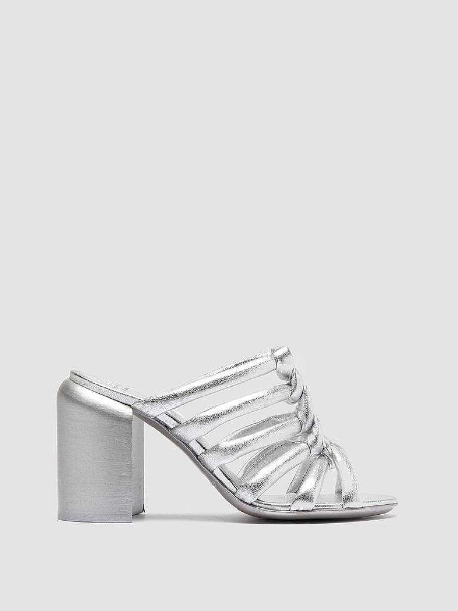 Donna OFFICINE CREATIVE Sandali | Esther 026 - Sandali Slide In Pelle Argento