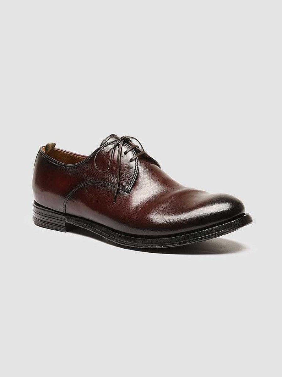 Uomo OFFICINE CREATIVE Scarpe Basse | Anatomia 086 - Scarpe Derby In Pelle Bordeaux