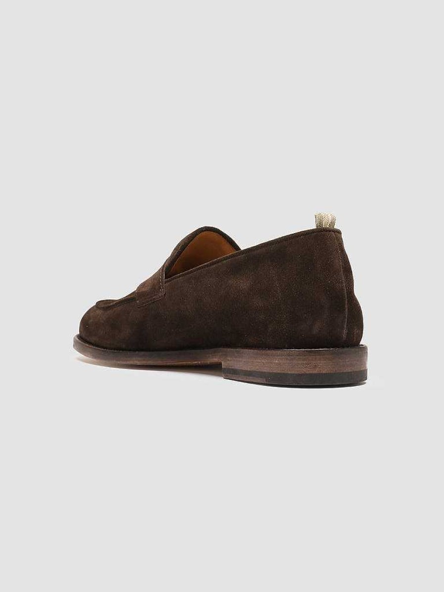 Uomo OFFICINE CREATIVE Mocassini | Opera 001 - Mocassini Penny Loafer In Pelle Scamosciata Marrone