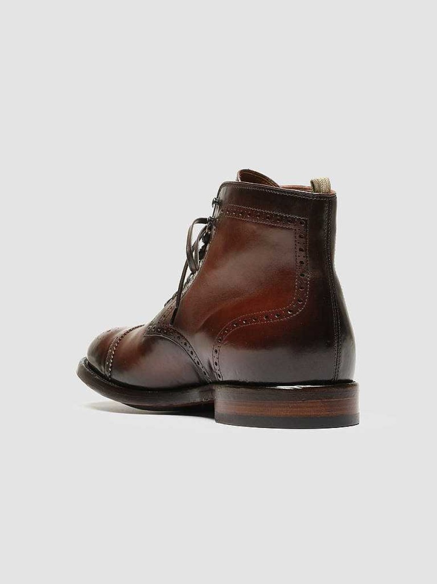 Uomo OFFICINE CREATIVE Stivaletti | Temple 004 - Stivali Stringati In Pelle Bordeaux